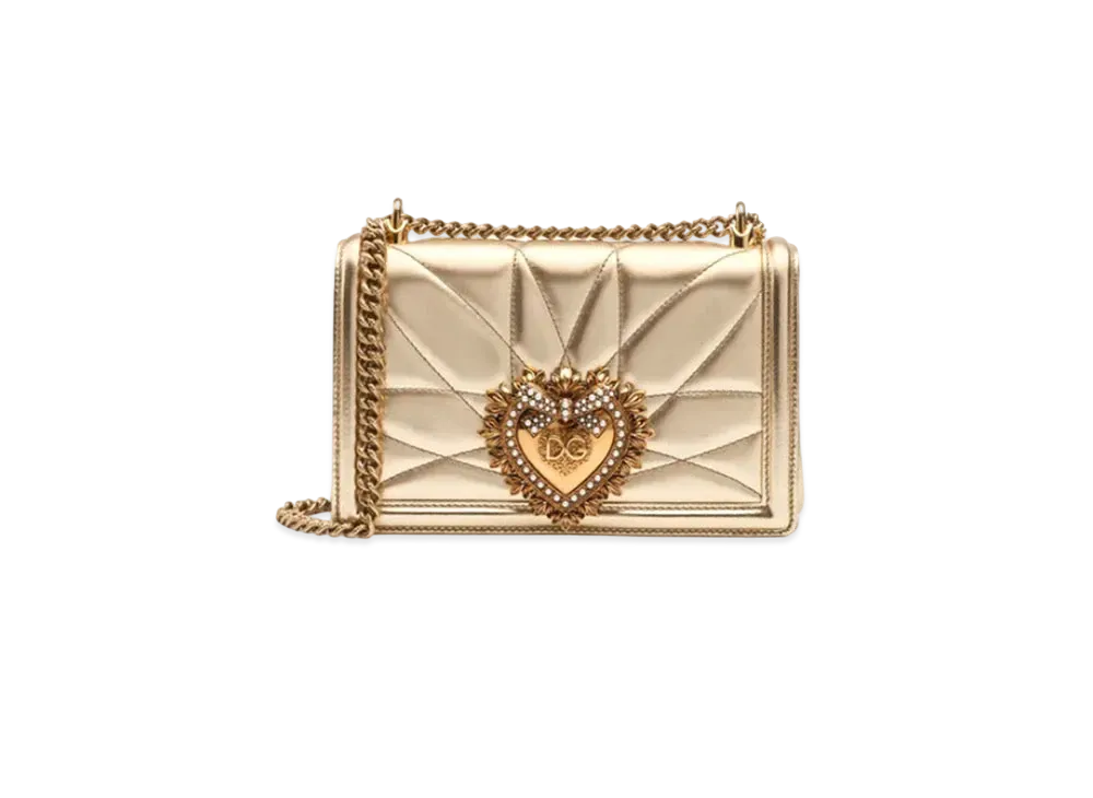 Dolce&Gabbana Devotion Crossbody Bag Medium Matrasse More Lenappa Leather "Gold"