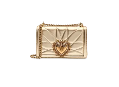 Dolce&Gabbana Devotion Crossbody Bag Medium Matrasse More Lenappa Leather "Gold"