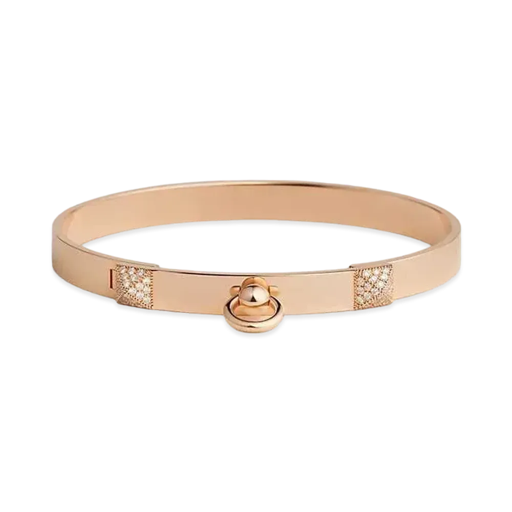 Hermes Collier de Chien Bracelet Small Model "Pink Gold/Diamond"
