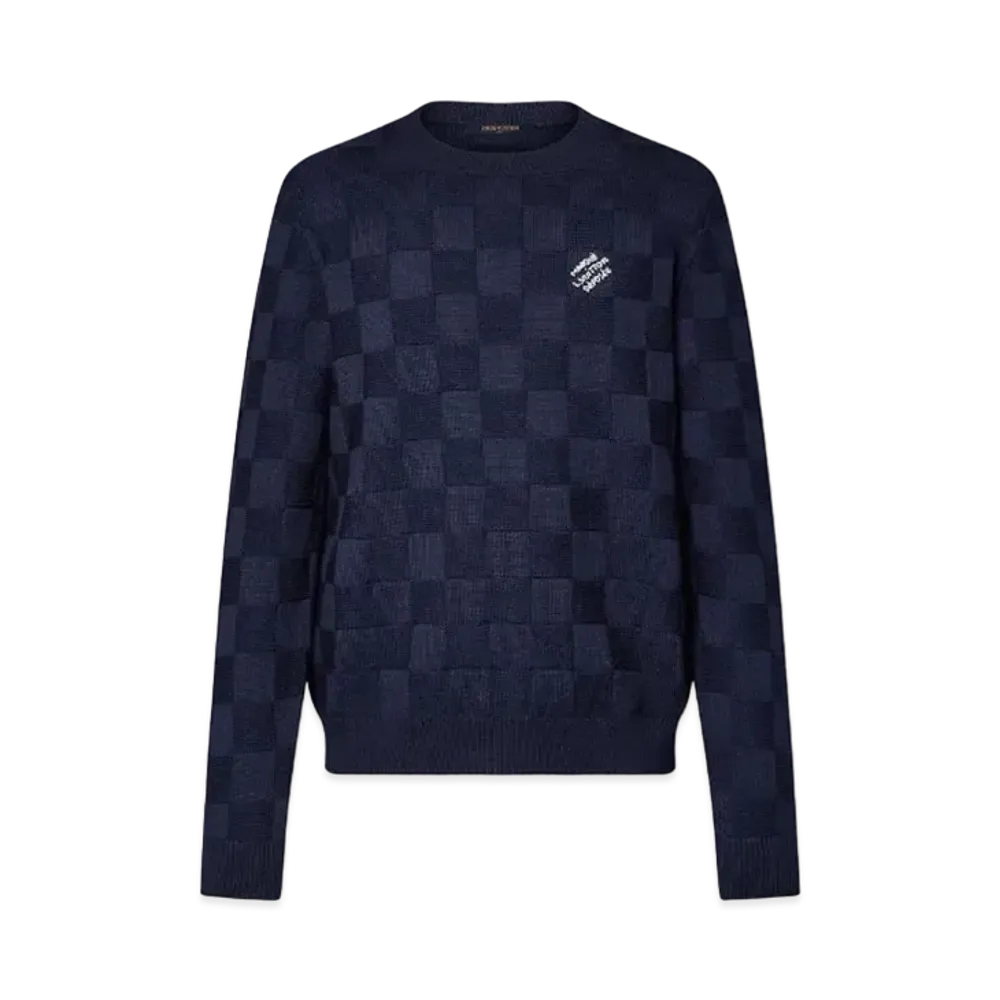 Louis Vuitton Damier Pullover with Pearl Signature "Dark Blue"
