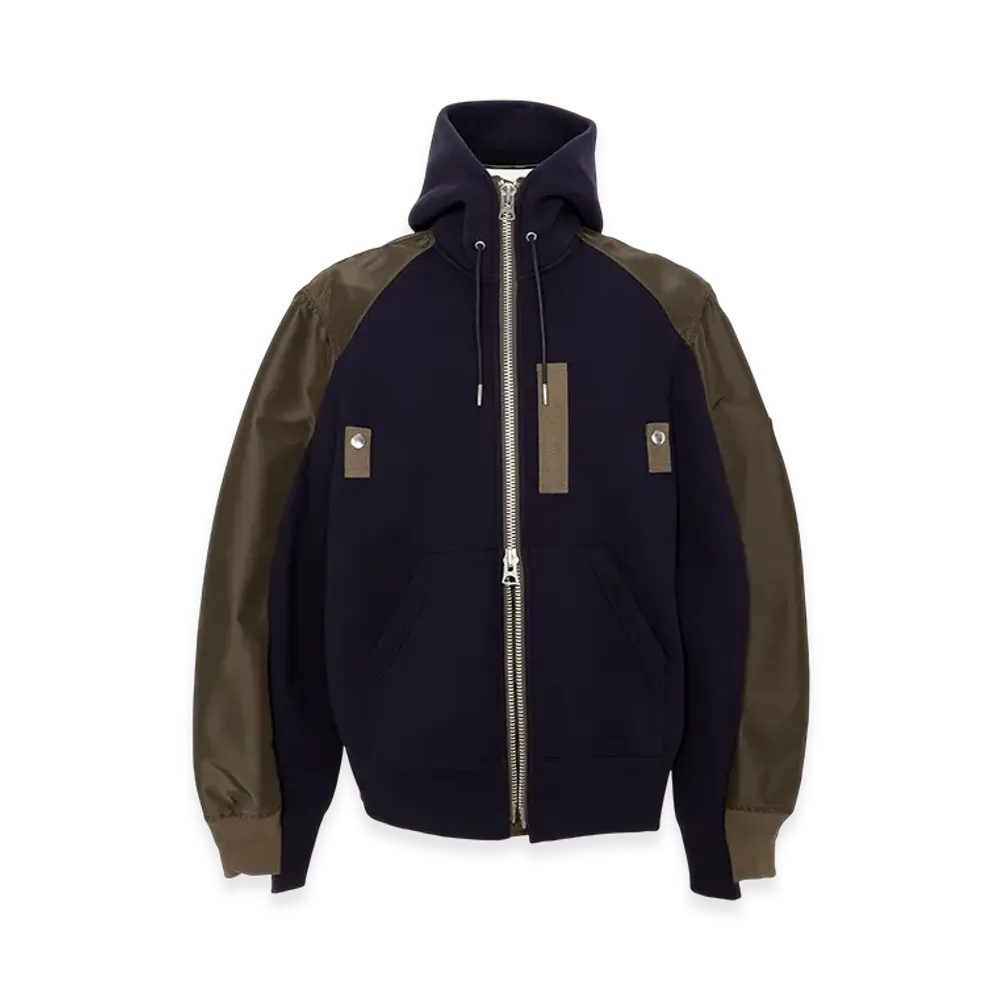 sacai Sponge Sweat Hoodie "Navy/Dark Khaki"