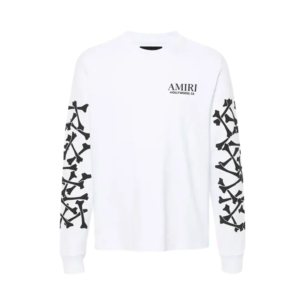 AMIRI Bones Stacked Long Sleeve Tee "White"