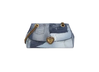 Dolce&Gabbana Devotion Bag Maxi Denim Patchwork & Smooth Calfskin "Blue"