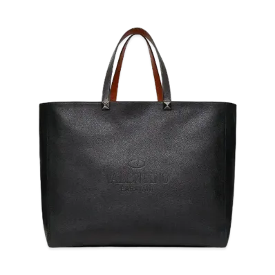 Valentino Galavani Identity Leather Reversible Tote "Black"