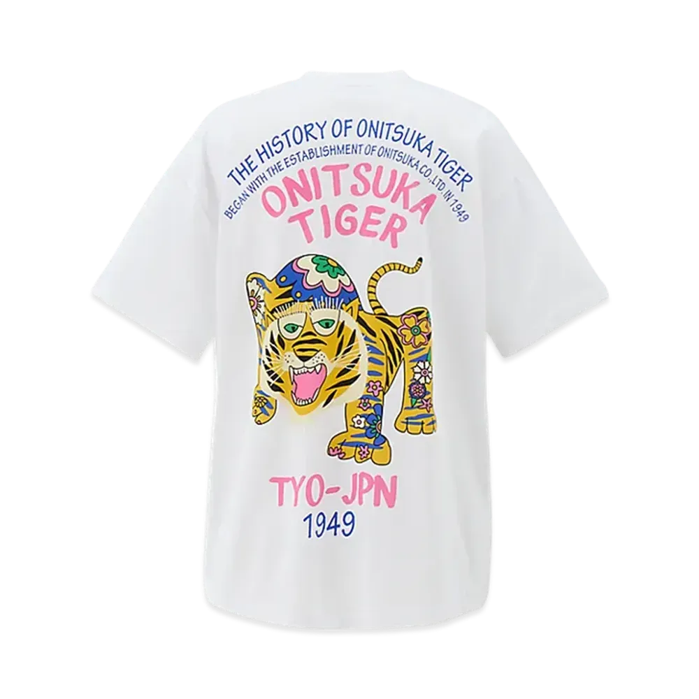Onitsuka Tiger Oversized Graphic Tee "White/Pink"