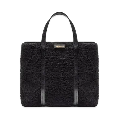 BALENCIAGA Barbes Medium East-west Shopper Bag In Shearling "Black"