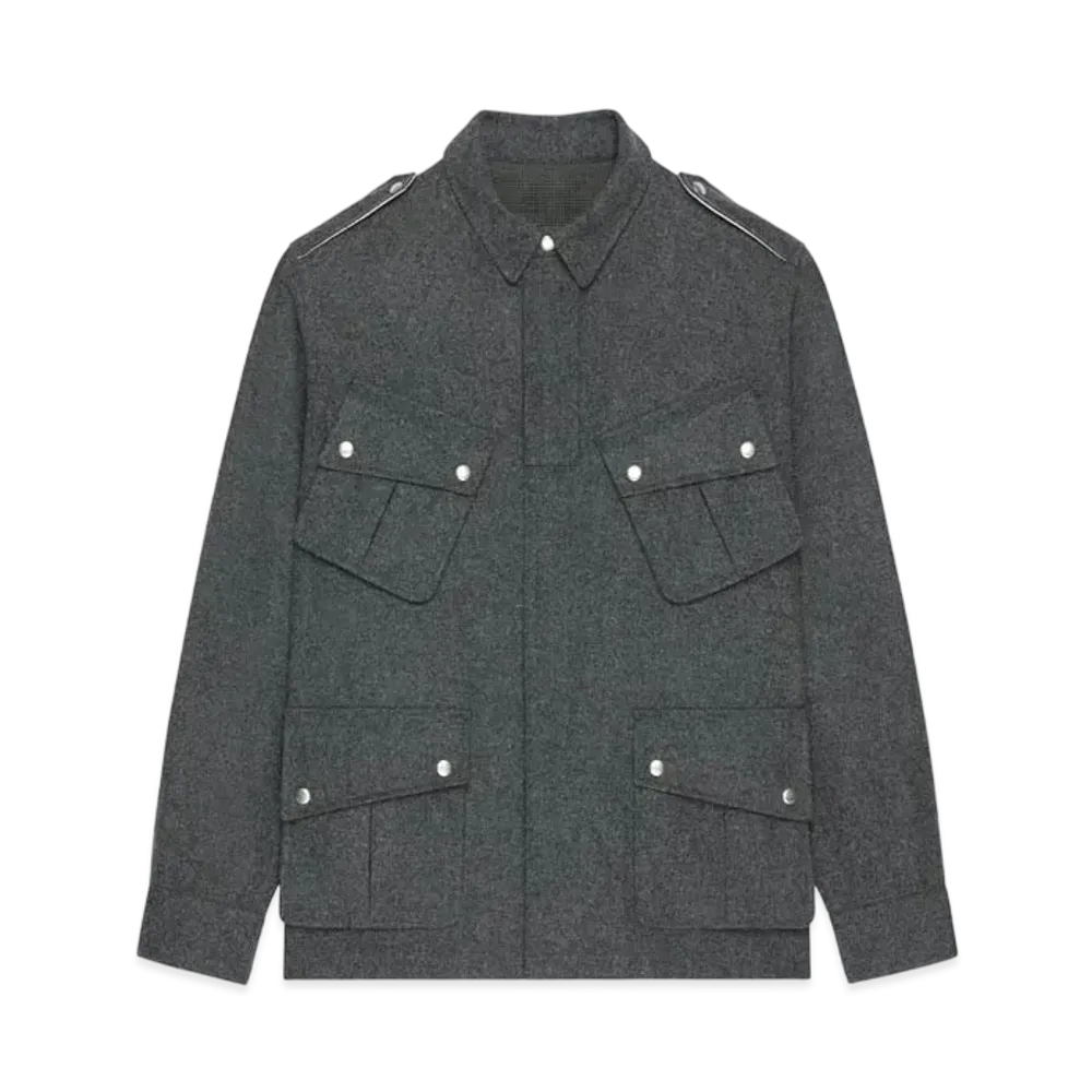 GIVENCHY Multi-Pocket Jacket In Wool "Medium Gray"