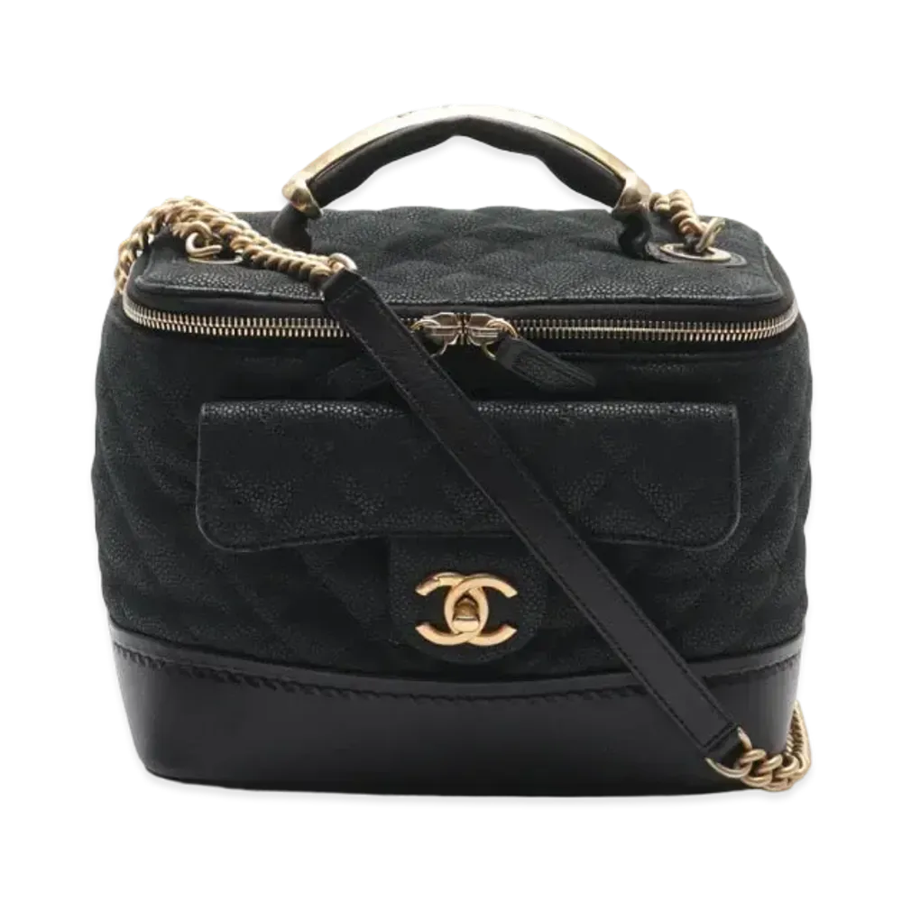 CHANEL Caviar Skin Matelasse Vanity "Black"