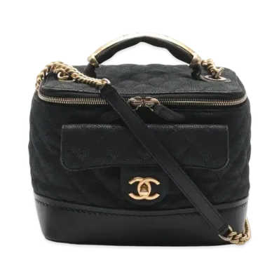 CHANEL Caviar Skin Matelasse Vanity "Black"
