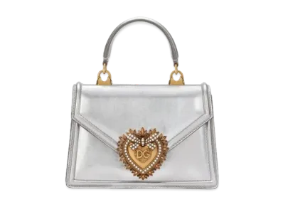 Dolce&Gabbana Devotion Bag Small Moldore Papa Leather "Silver"