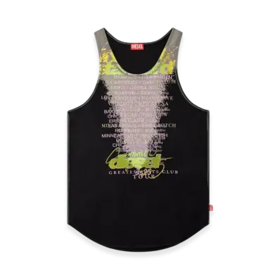Diesel T-Shan Tank Top With Lyrics Print "Black"