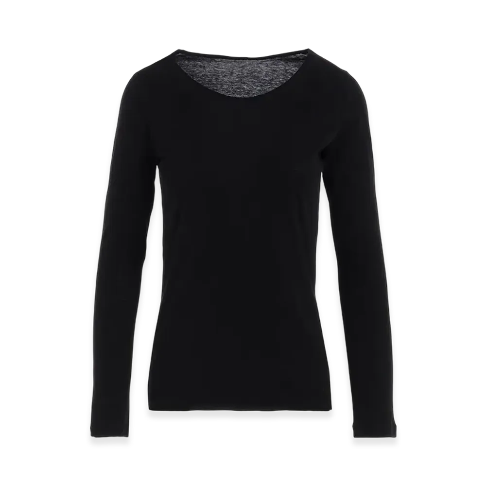 Yohji Yamamoto Casharn Round Neck Long Slv T "Black"