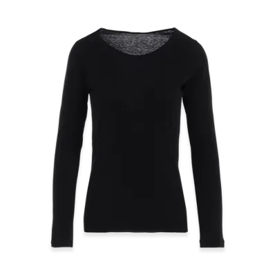 Yohji Yamamoto Casharn Round Neck Long Slv T "Black"