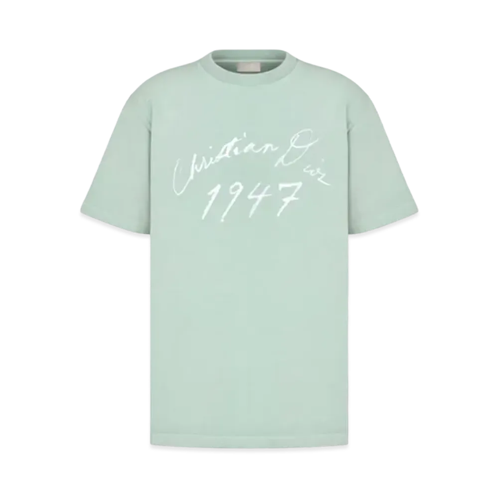 Dior Handwritten Christian Dior T-Shirt Relaxed Fit Cotton Jersey "Blue"
