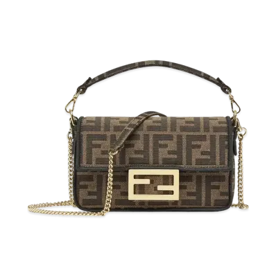 FENDI Mini Baguette Fabric Bag "Brown"