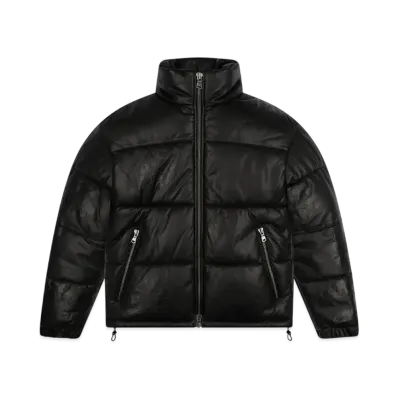 DENIM TEARS Leather Embossed Wreath Puffer "Black"