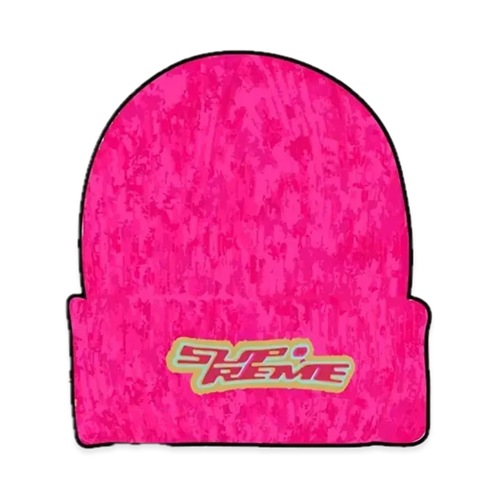 Supreme Raised Logo Patch Beanie "Pink"