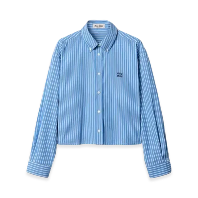 MIU MIU Women's Striped Cotton Shirt "Sapphire Blue"