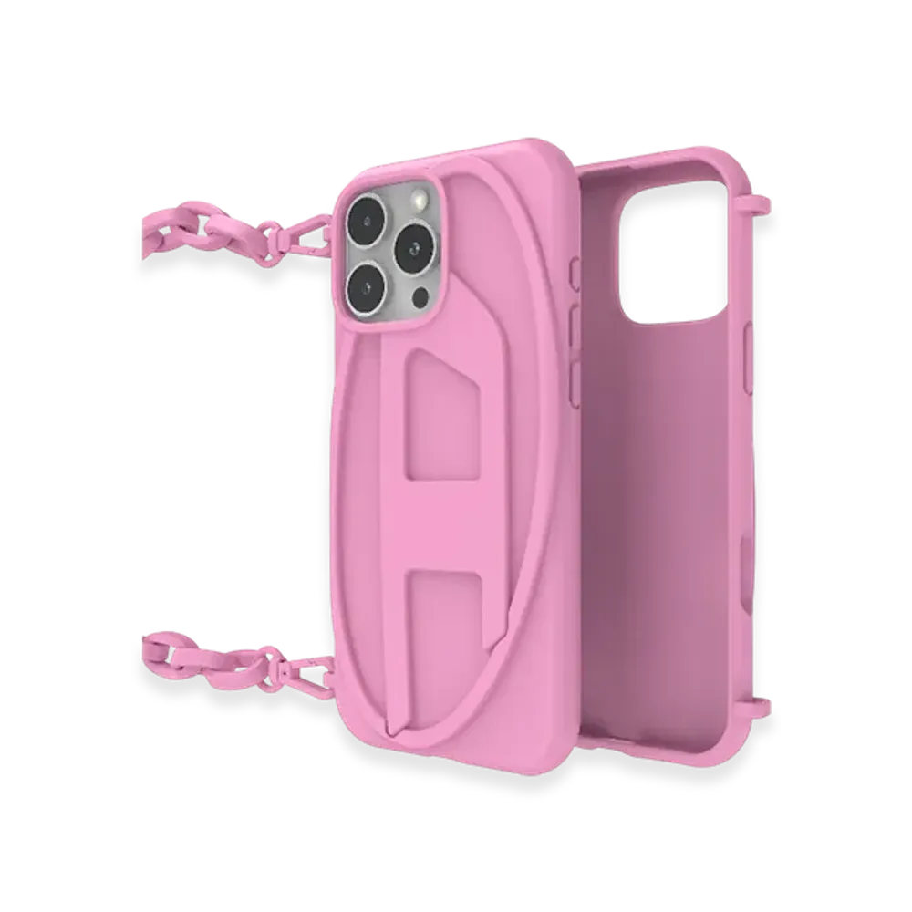 Diesel 60178 Moulded Case Oval D Chain Case For Ip 16 Pro Max "Pink White"