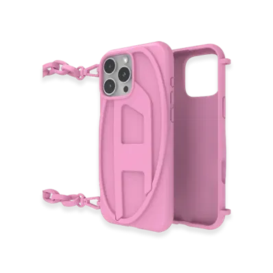 Diesel 60178 Moulded Case Oval D Chain Case For Ip 16 Pro Max "Pink White"