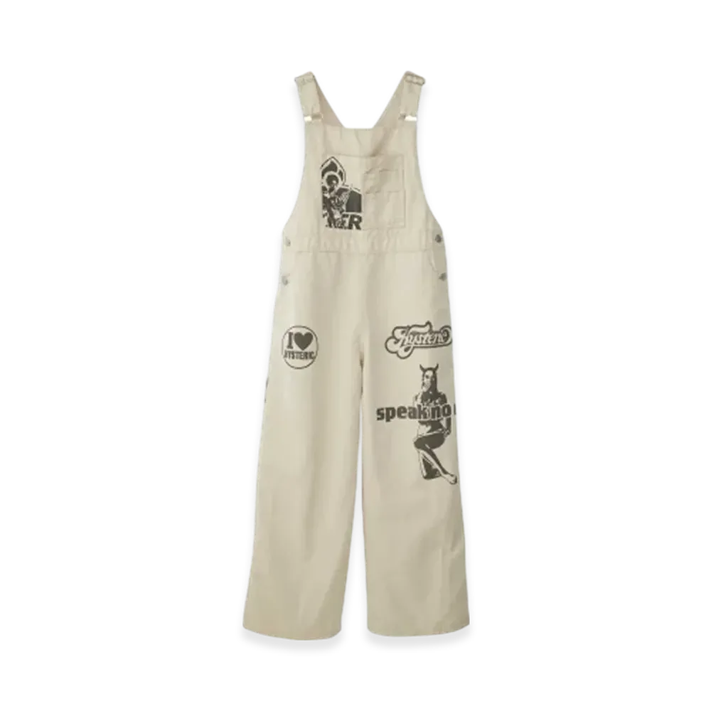 HYSTERIC GLAMOUR Speak No Evil Overalls "White"
