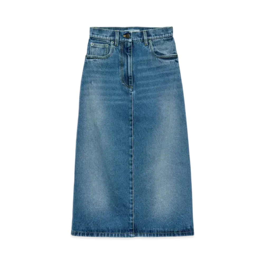 PRADA Women's Flared Denim Skirt "Light Blue"