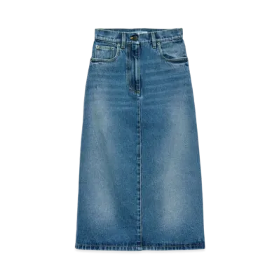 PRADA Women's Flared Denim Skirt "Light Blue"