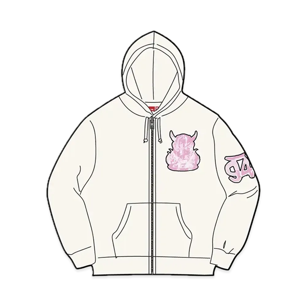 Supreme Demon Zip Up Hooded Sweatshirt "White"