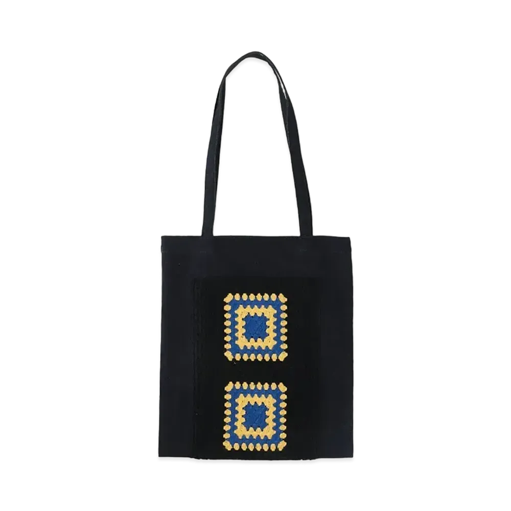WIND AND SEA Crochetknit x Denim Bag "Black/Yellow"