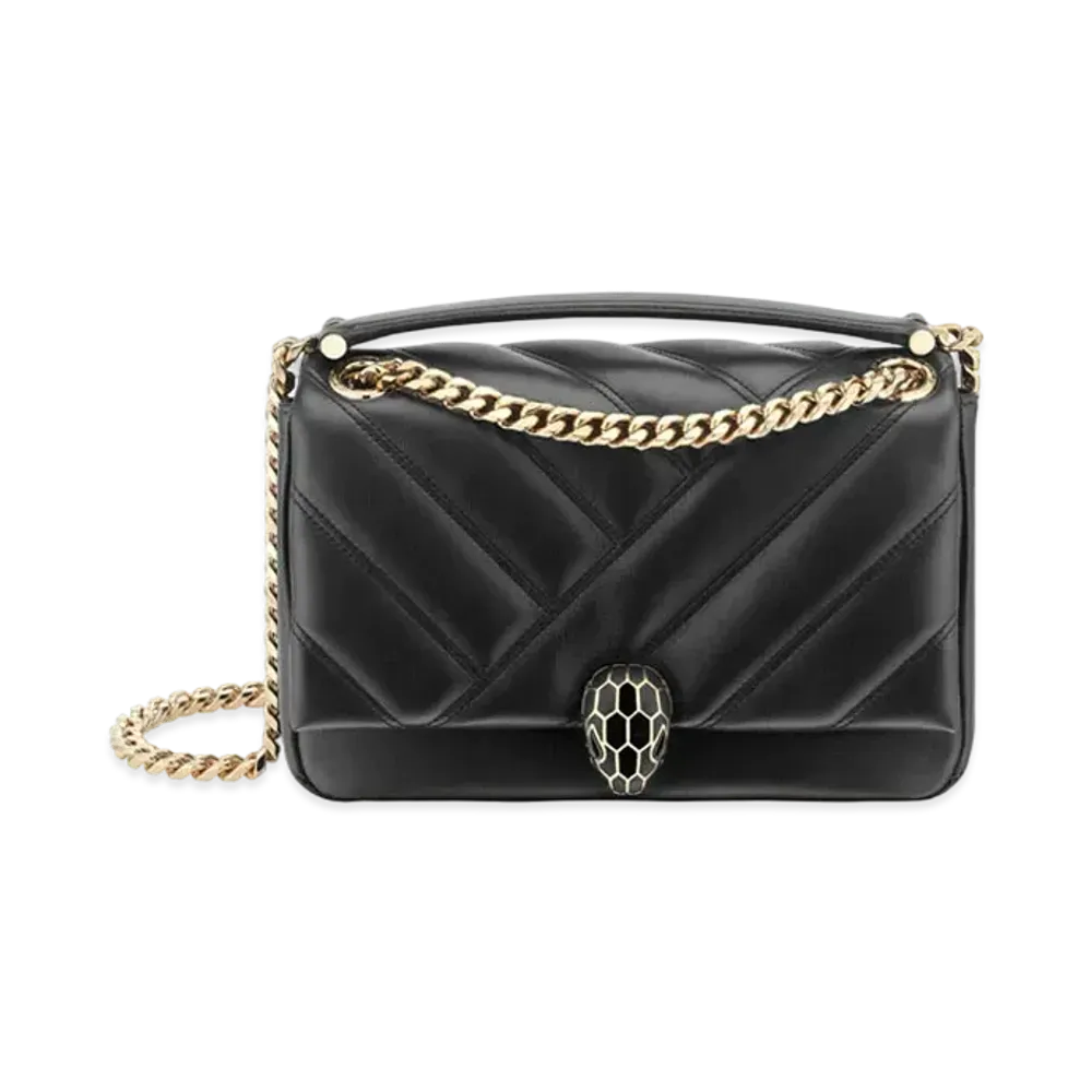 BVLGARI Serpenti Cabochon Shoulder Bag "Black"