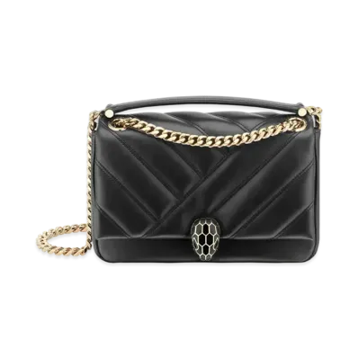 BVLGARI Serpenti Cabochon Shoulder Bag "Black"