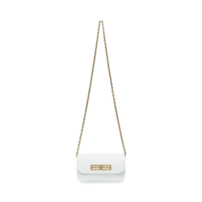 BALENCIAGA Gossip Wallet On Chain In Extra Supple Crocodile Embossed Calfskin "White"