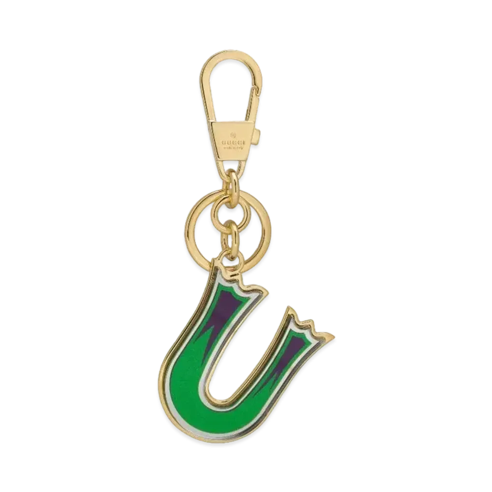 GUCCI Letter U Plexiglas Keychain "Green Blue"