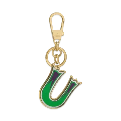 GUCCI Letter U Plexiglas Keychain "Green Blue"