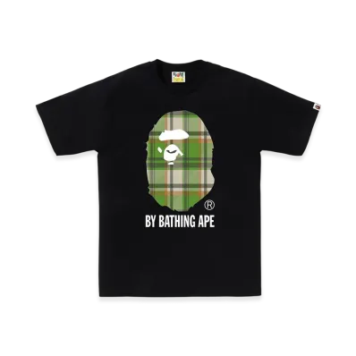 A BATHING APE Bape Check By Bathing Ape Tee "Black/Green"