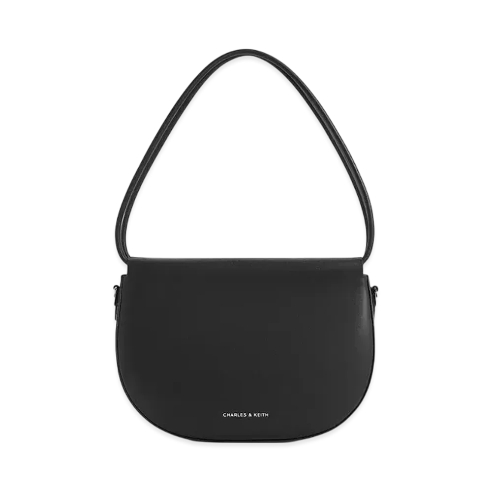 CHARLES & KEITH Elora Curved Top Handle Bag "Noir"