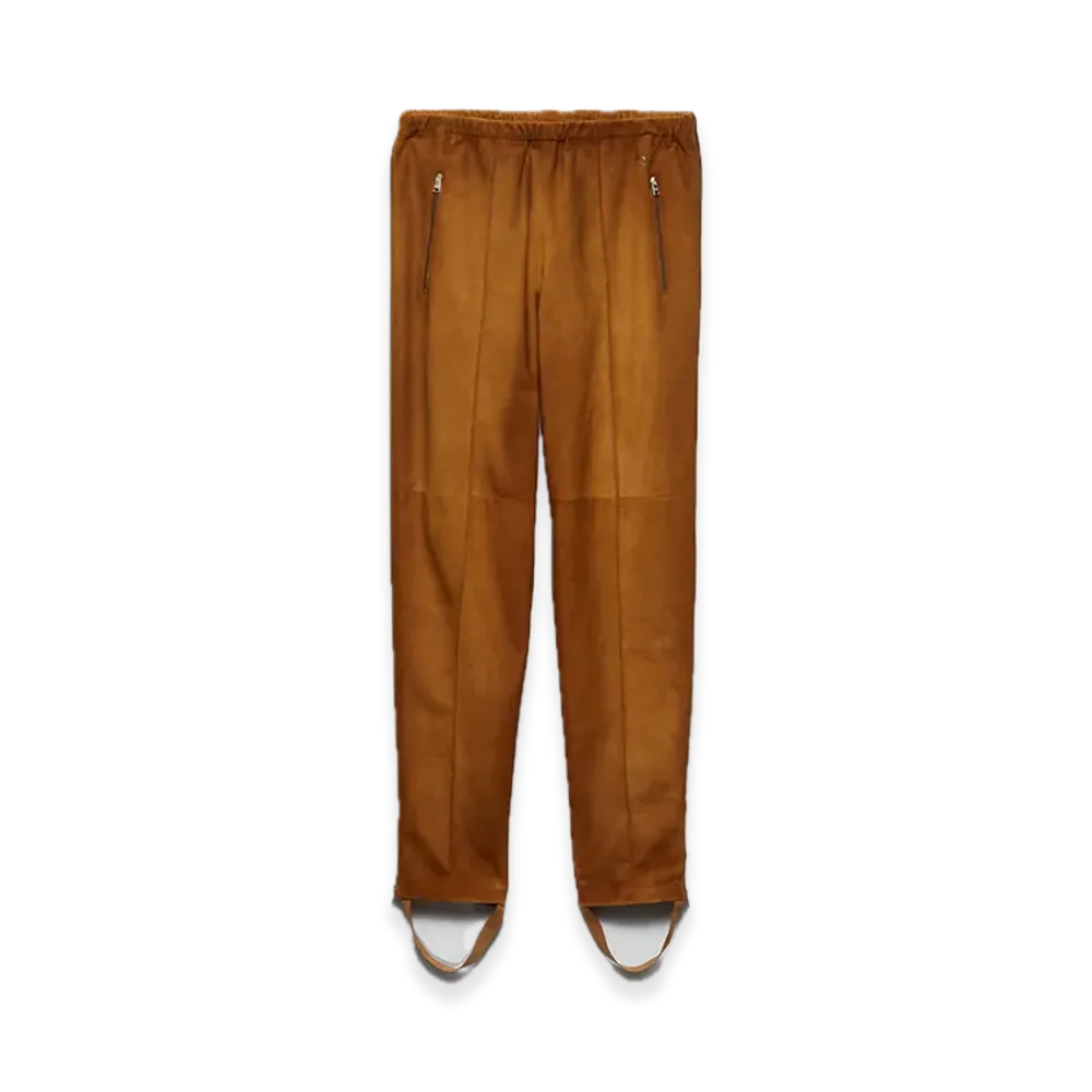 PRADA Suede Jogger Pants "Cognac"