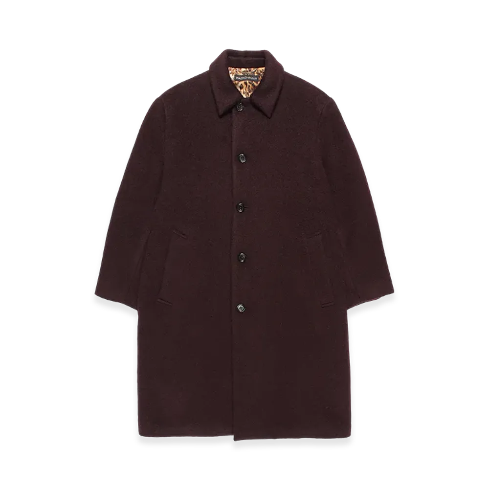 WACKO MARIA Wool Mohair Bal Collar Coat "Dark Purple"