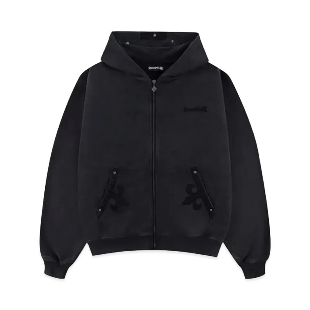 SUPPLIER Fleur Leather Patch Zip Hoodie "Black"
