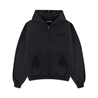 SUPPLIER Fleur Leather Patch Zip Hoodie "Black"