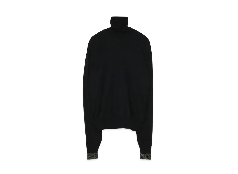 Yohji Yamamoto Y's BASOLAN EXTRAFINE MERINO WOOL PATCHING HIGH NECK KNIT "Black"