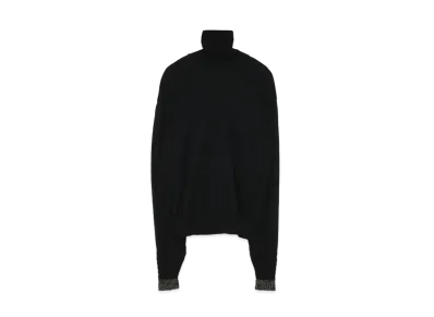 Yohji Yamamoto Y's BASOLAN EXTRAFINE MERINO WOOL PATCHING HIGH NECK KNIT "Black"