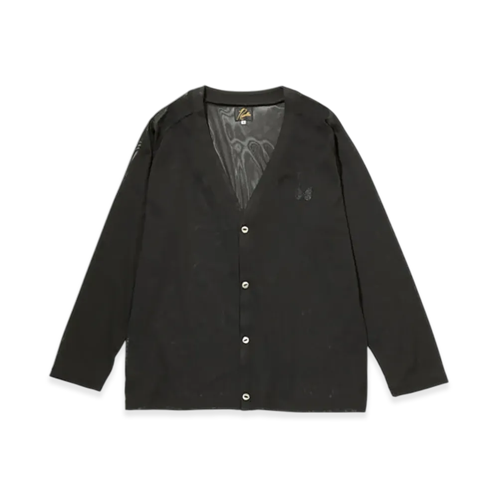 NEEDLES V Neck Cardigan - Poly Mesh "Black"
