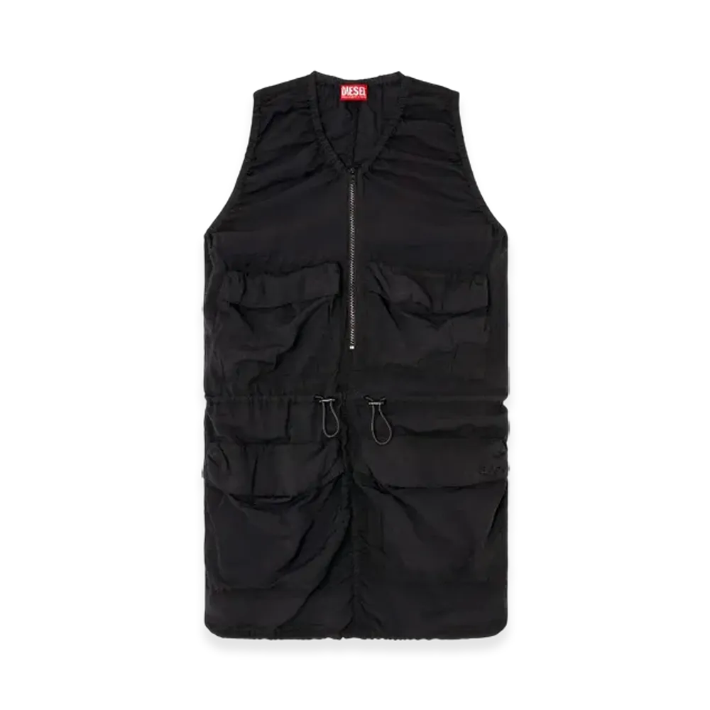 Diesel D-Resden Cargo Dress In Treated Viscose-Nylon "Dark Gray"