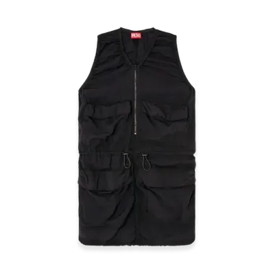 Diesel D-Resden Cargo Dress In Treated Viscose-Nylon "Dark Gray"