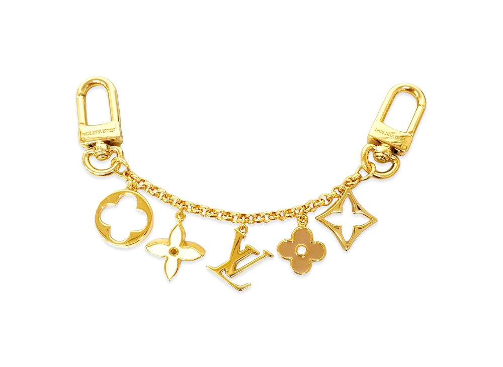 Louis Vuitton Bag Charm Chain Fleur de Monogram "Gold/Ivory/Pink"