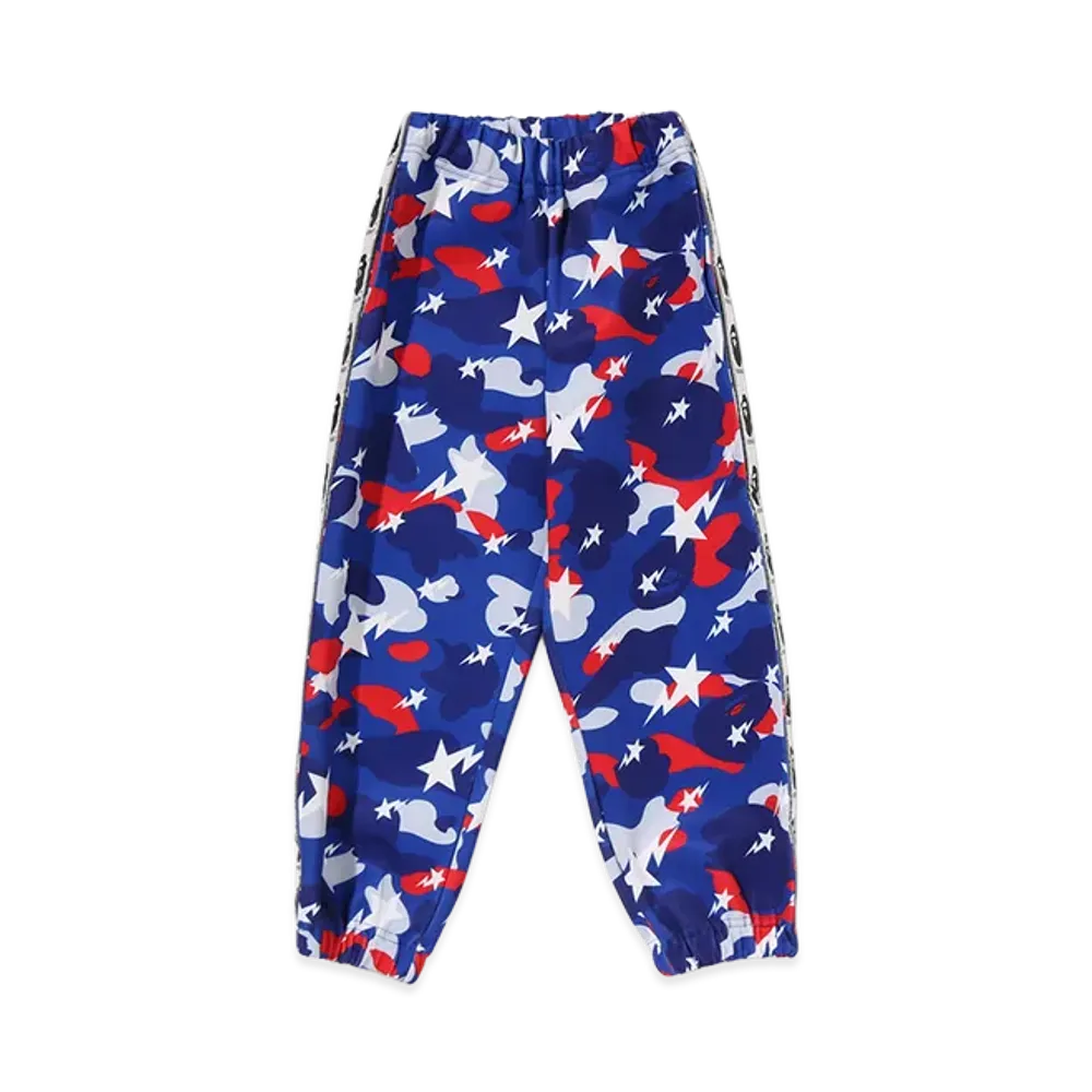 A BATHING APE Kids Sta Strike Camo Tape Pants "Blue"