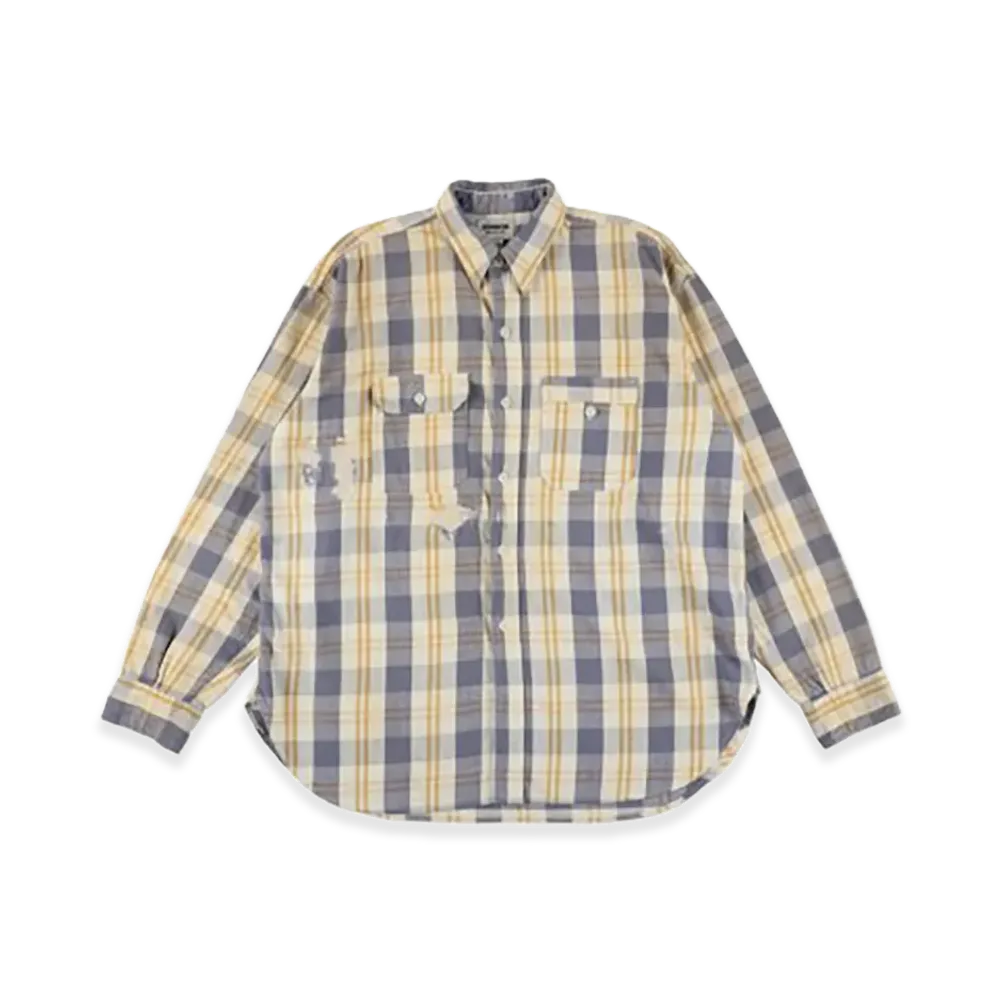 BOW WOW Unique Pocket Checked Flannel Shirt Aged "Yellow/Blue"