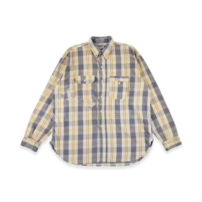 BOW WOW Unique Pocket Checked Flannel Shirt Aged "Yellow/Blue"