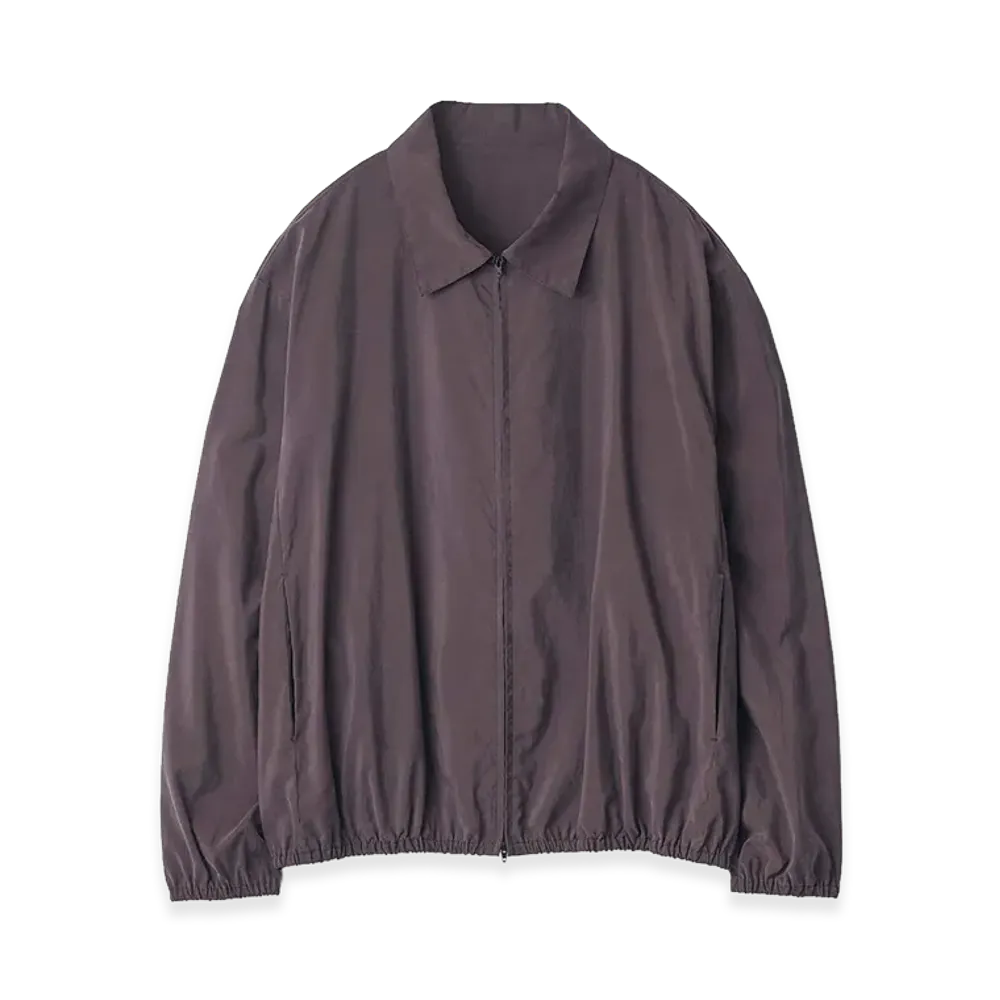ssstein Silk Nylon Collared Zip Jacket "Charcoal Brown"